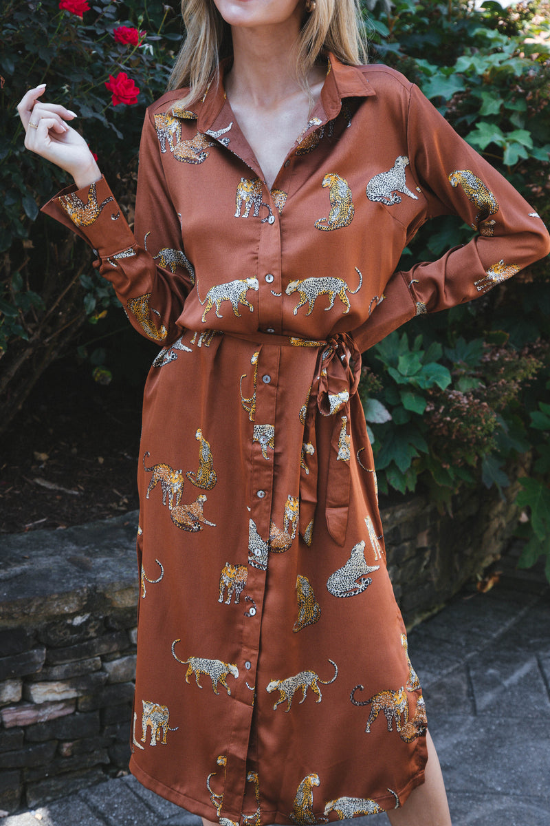 Golden Goddess Satin Midi Dress, Toffee