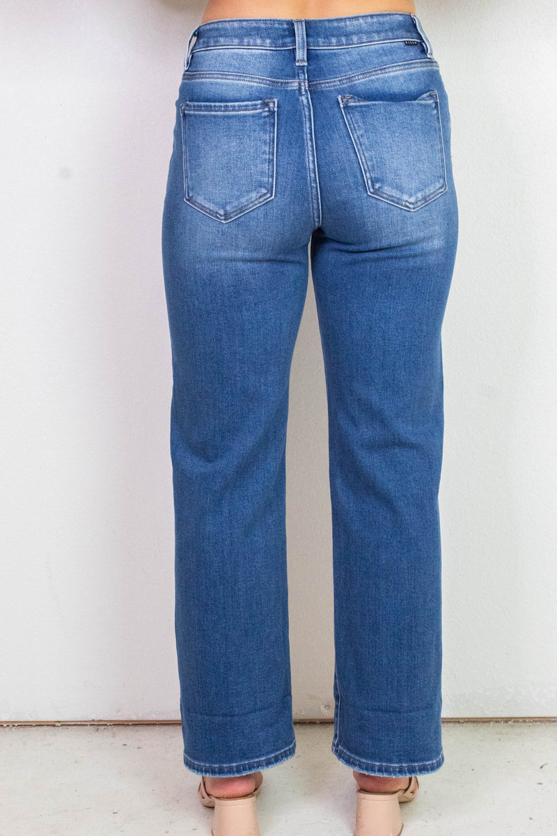 Emma Mid Rise Crop Cuffed Jeans, Medium