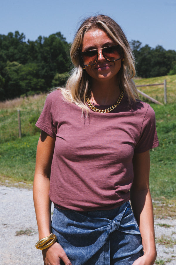 On Repeat Cotton Tee, Sepia
