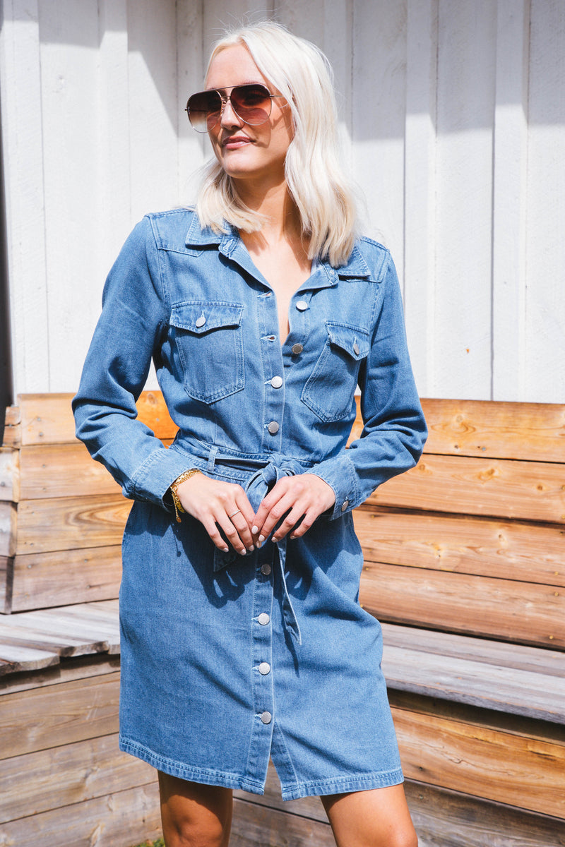 Sahara Denim Button Up Dress, Classic Indigo | Velvet Heart