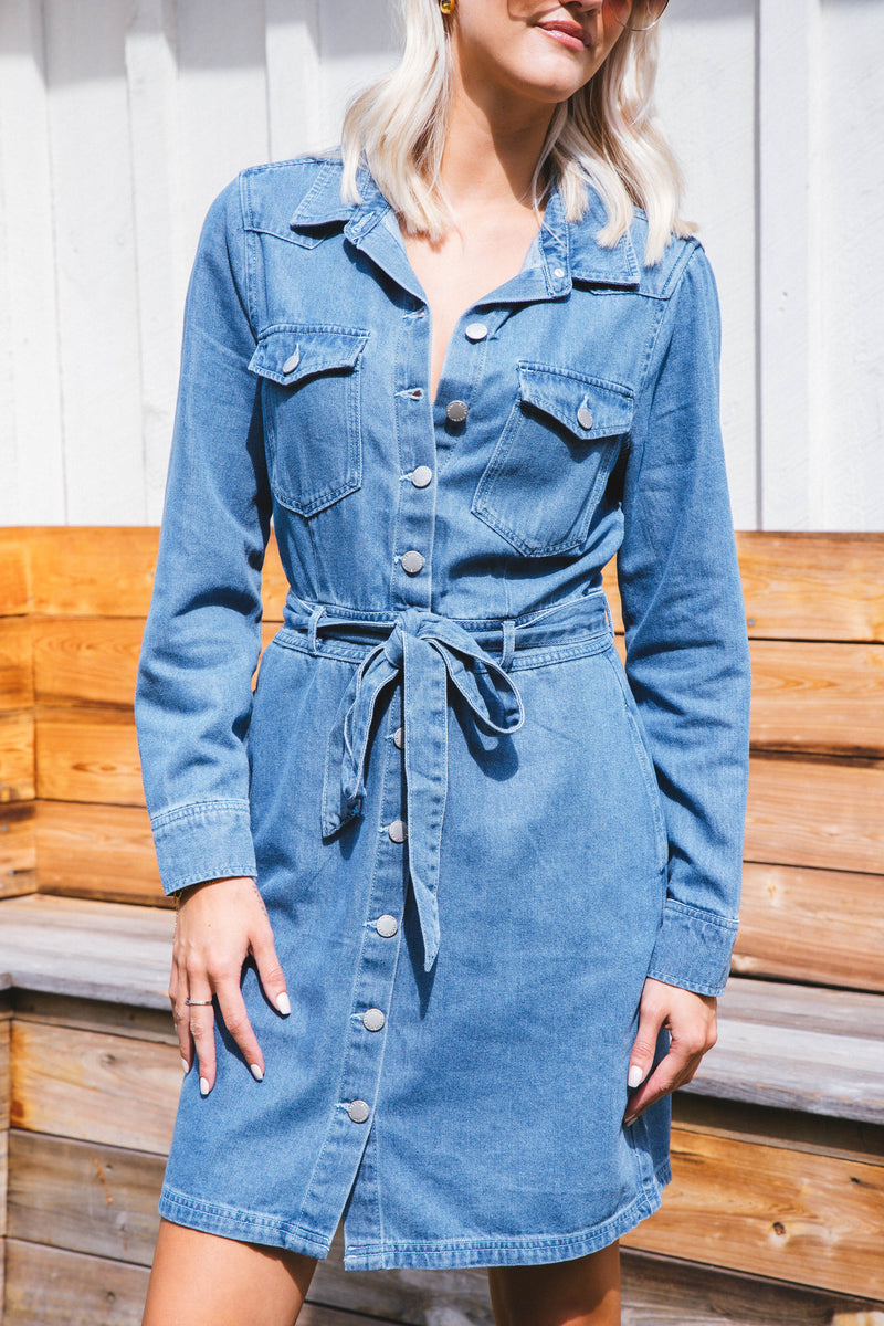 Sahara Denim Button Up Dress, Classic Indigo | Velvet Heart