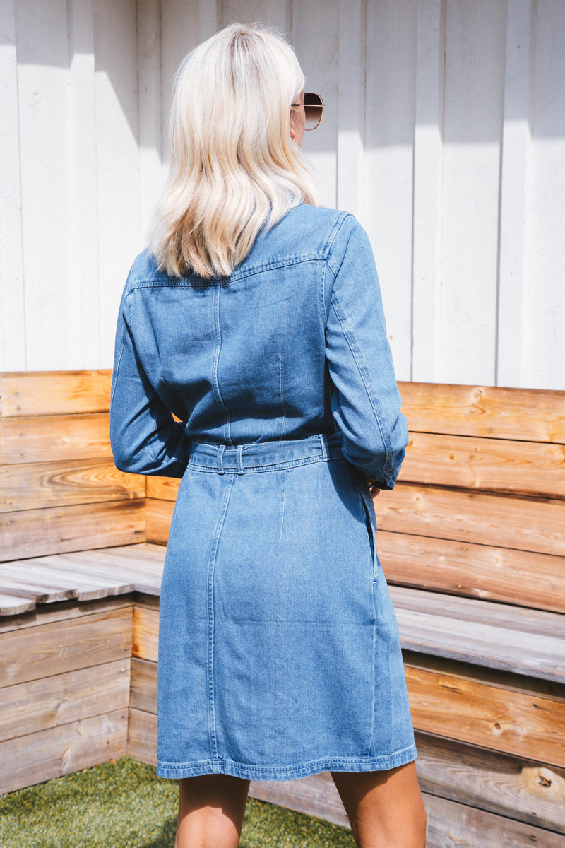 Sahara Denim Button Up Dress, Classic Indigo | Velvet Heart