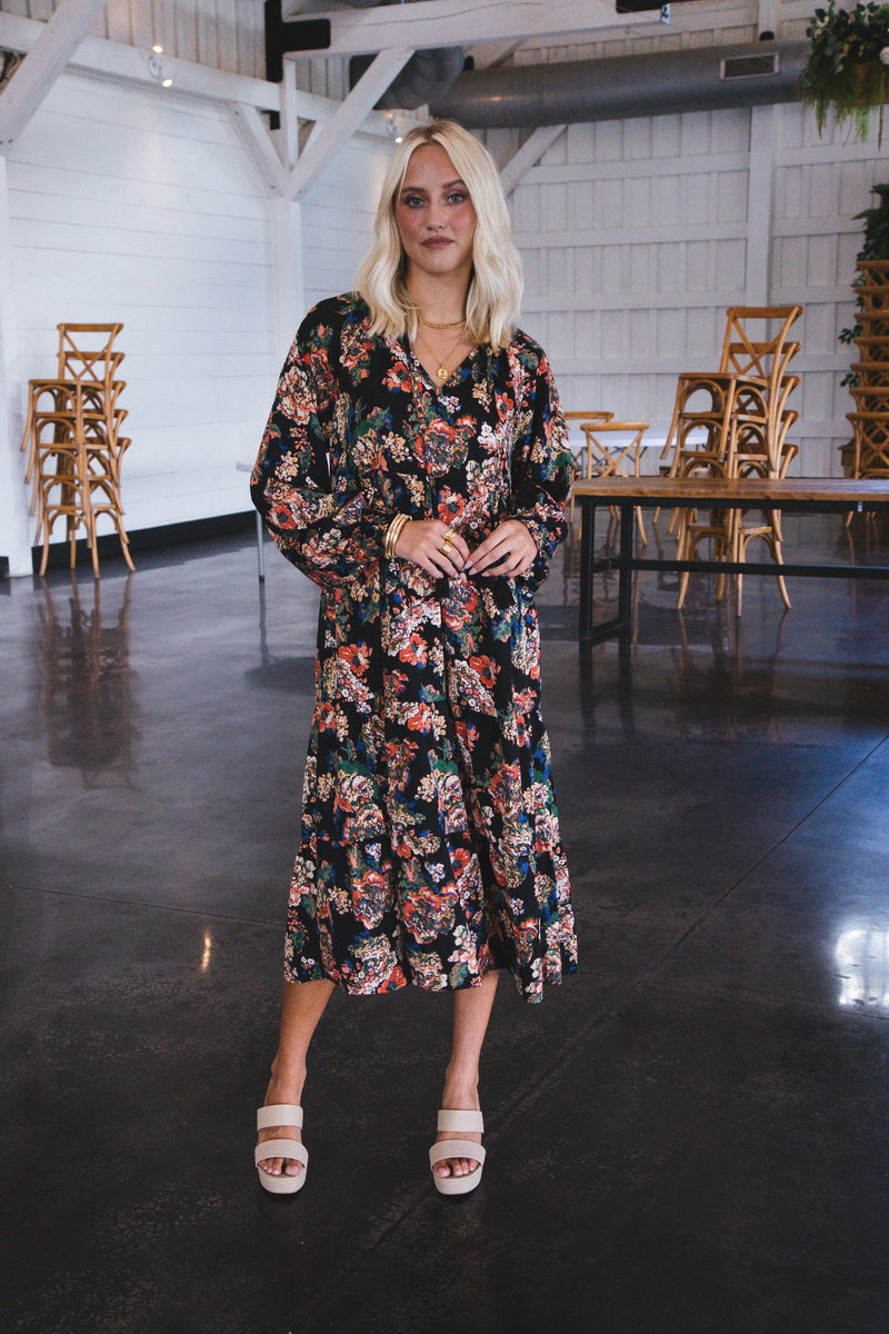 Fall Into Fashion Tiered Maxi Dress, Black
