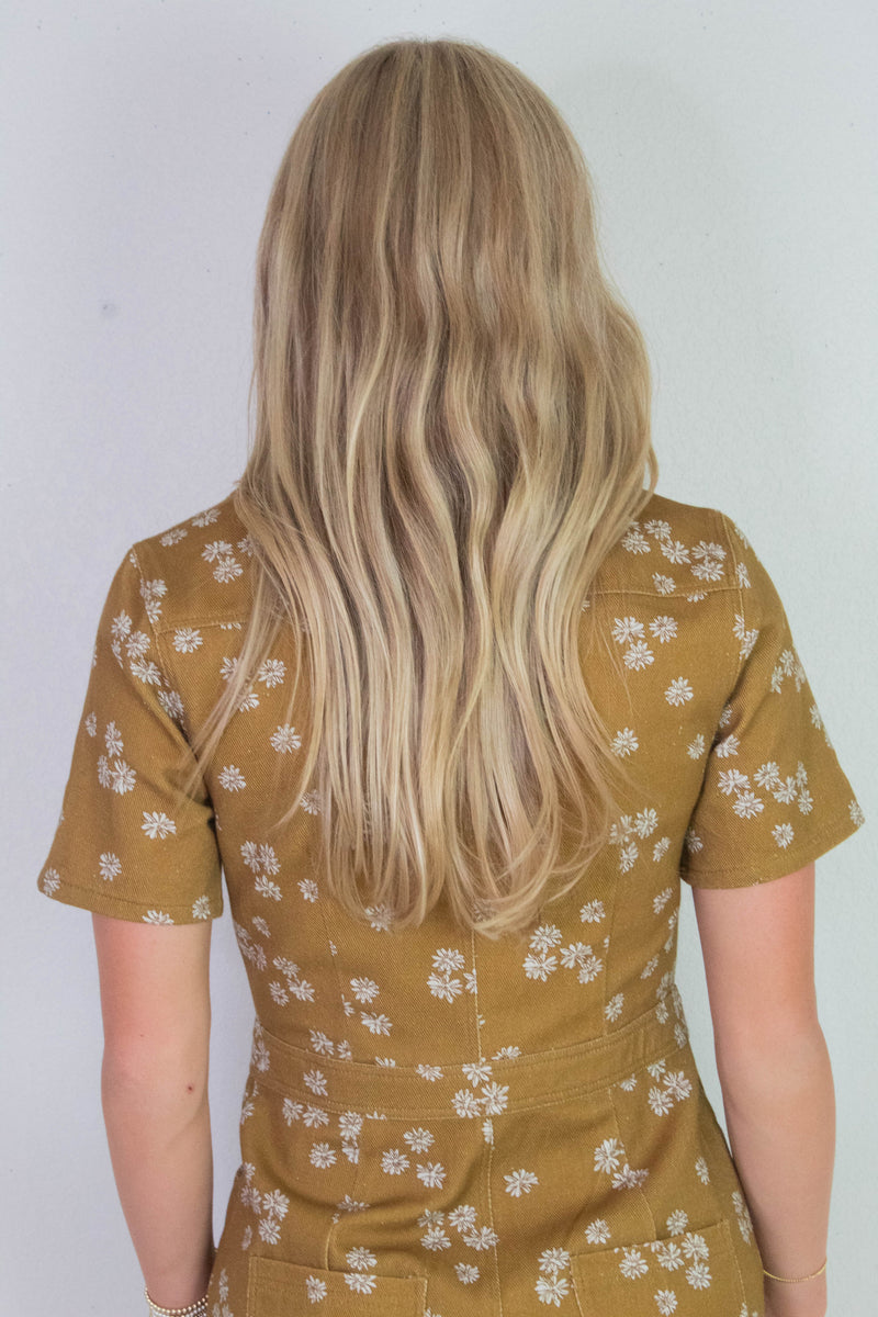 Susannah Collared Shirt Dress, Dark Mustard/Ivory Floral