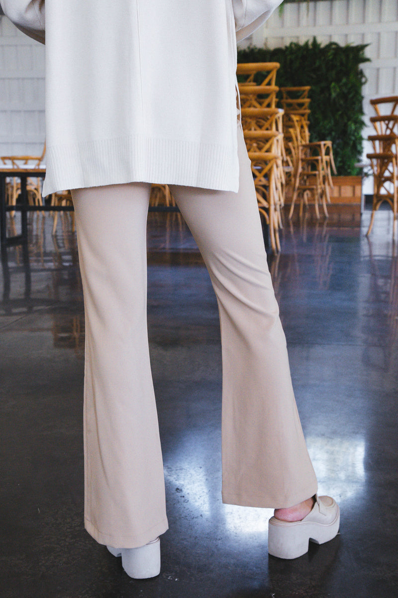 Aiden High Waist Flare Pants, Khaki