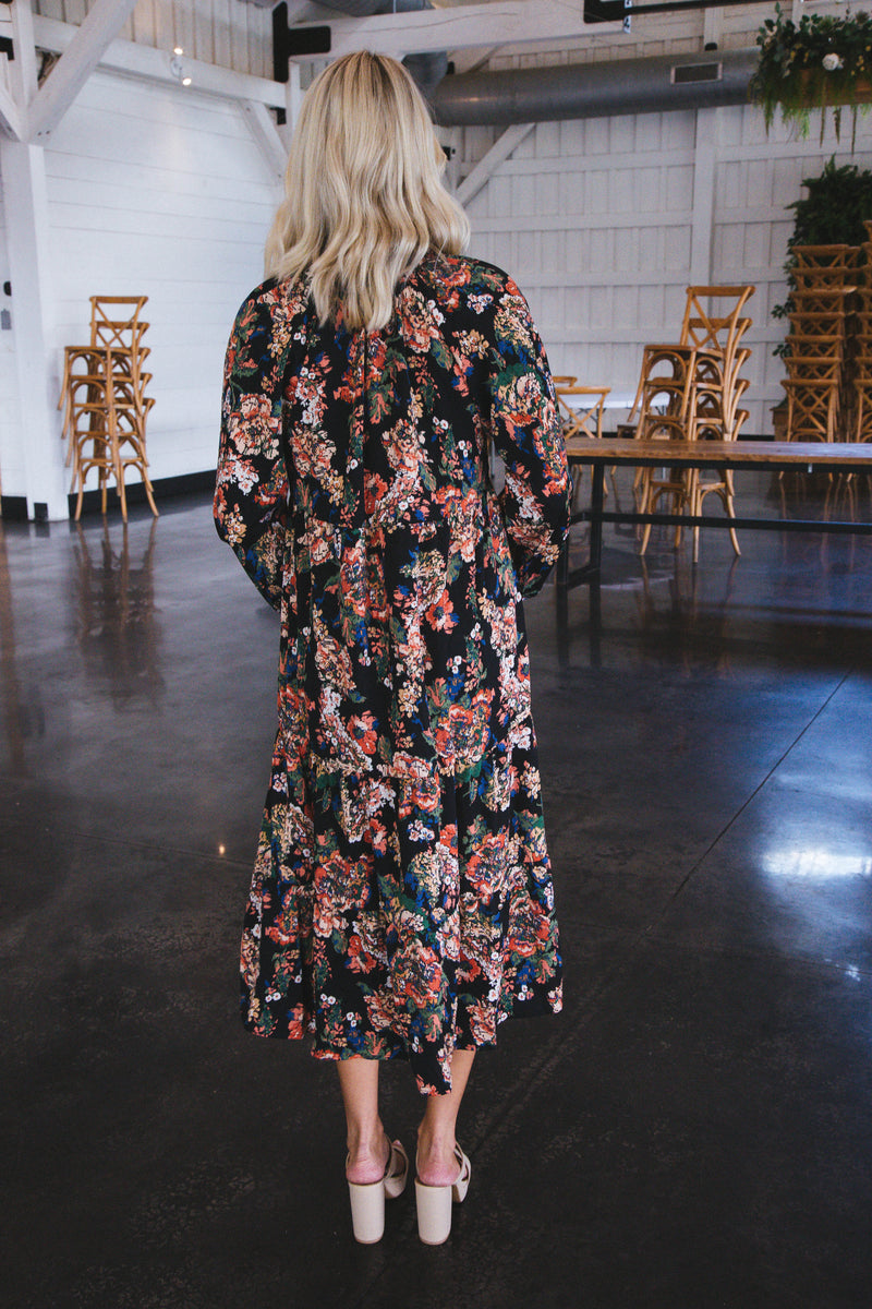 Fall Into Fashion Tiered Maxi Dress, Black