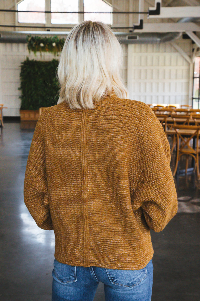 Elsie Chunky Mock Neck Sweater, Pale Brown