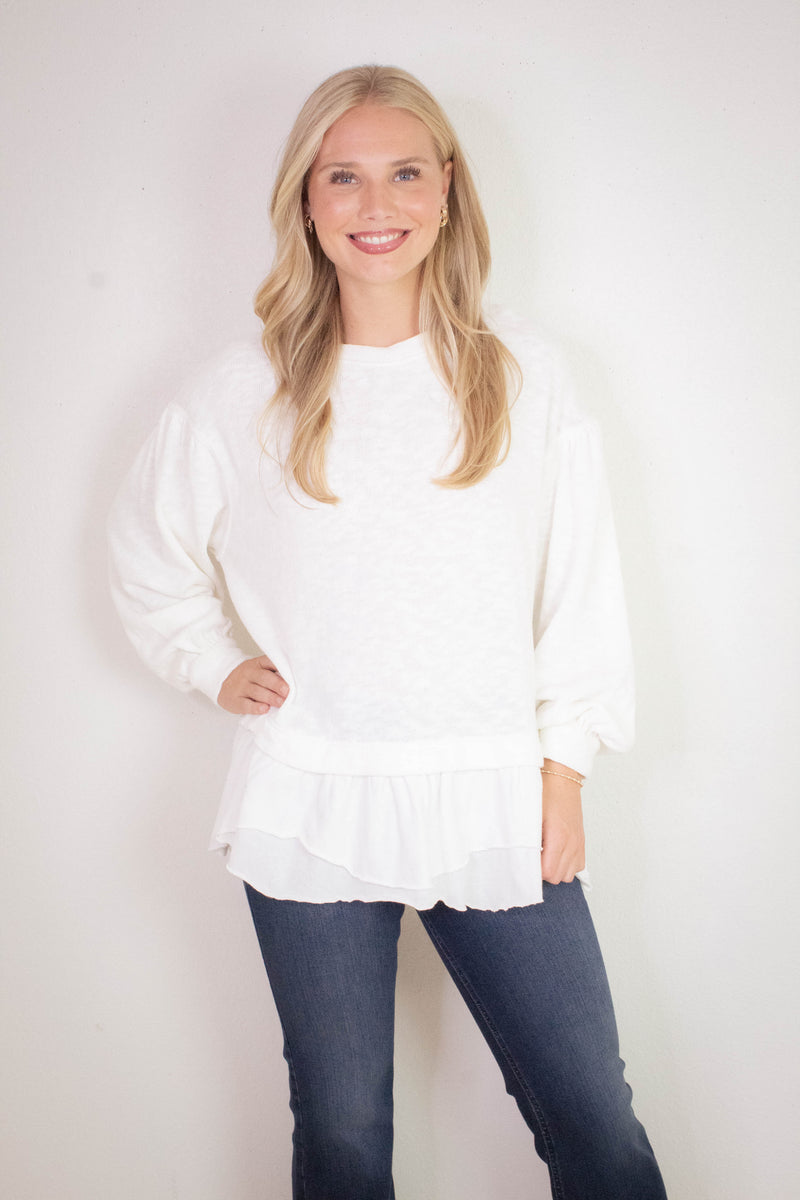 Maddie Long Sleeve Top, Clean Ivory | Free People