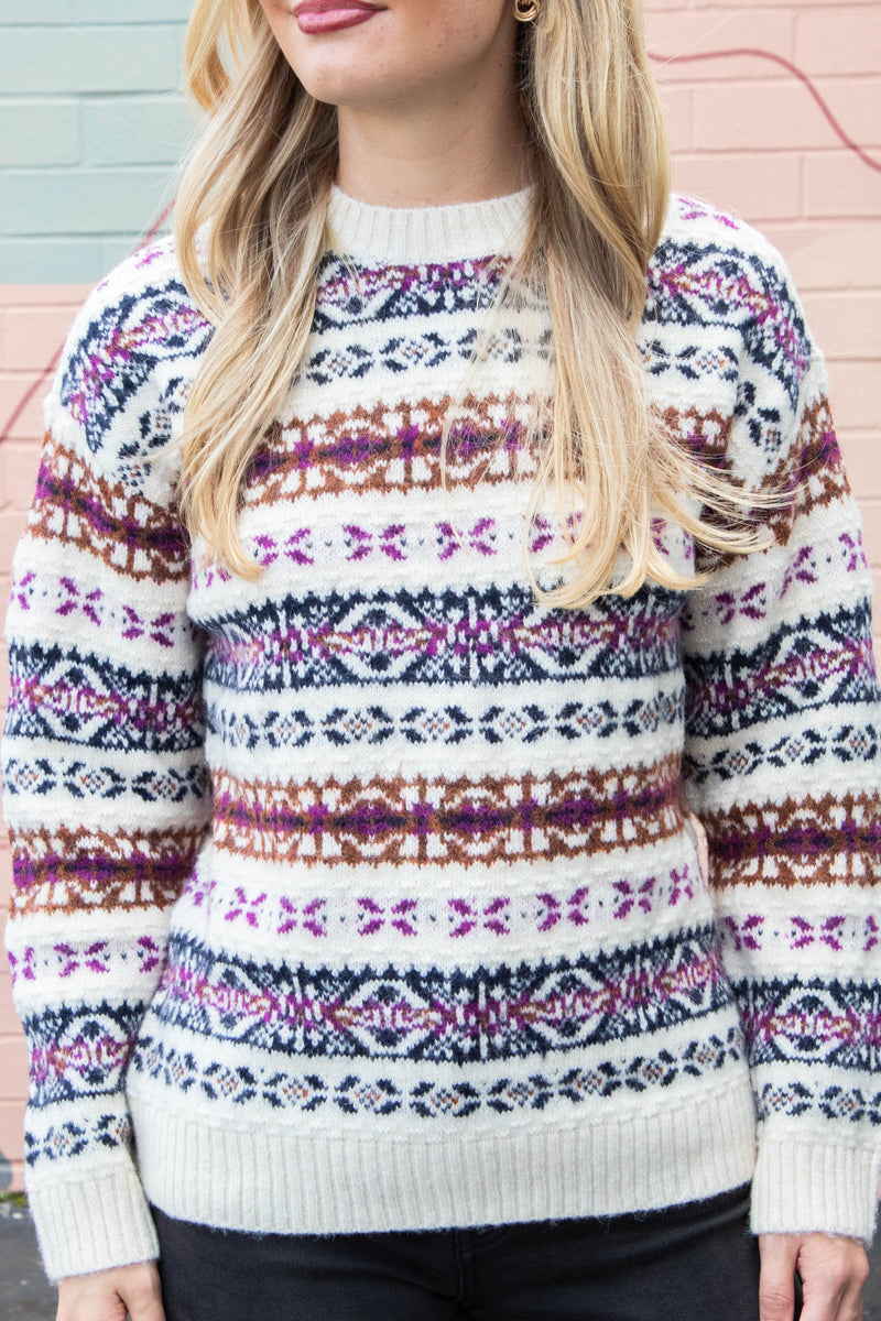 Shinza Crewneck Sweater, White Beach | RD Style