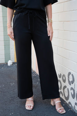 Sloane Wide Leg Knit Pants, Black