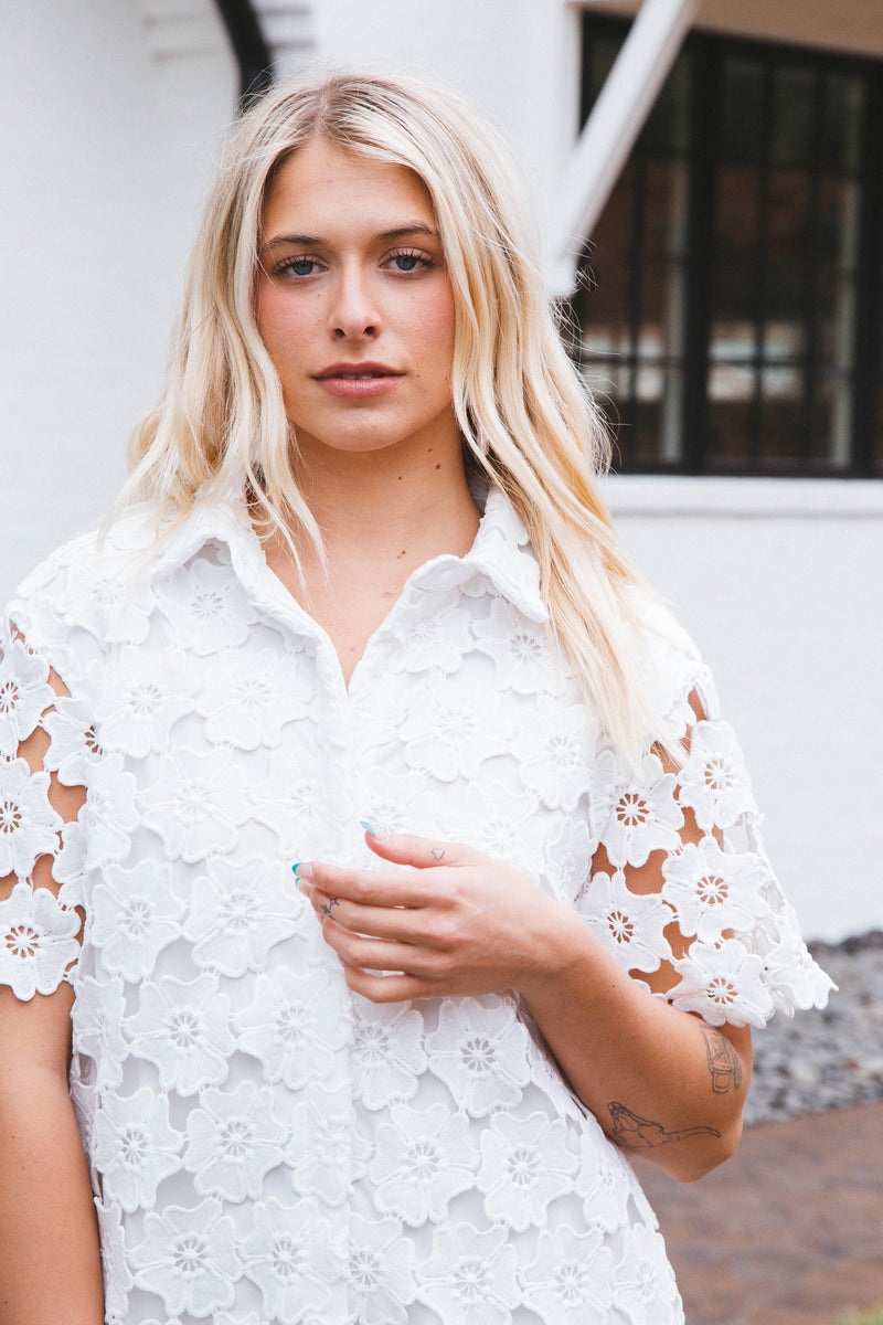Jade Floral Lace Dress, Off White