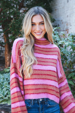 Hidden Gem Crop Sweater, Pink Rust