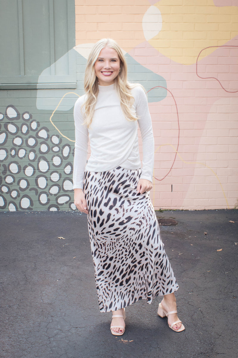 Draped Mock Neck Top, Mother of Pearl | Sanctuary