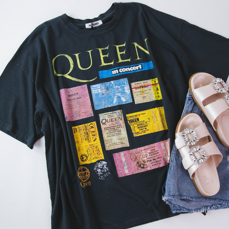 Queen Ticket Collage Tee, Vintage Black | Daydreamer
