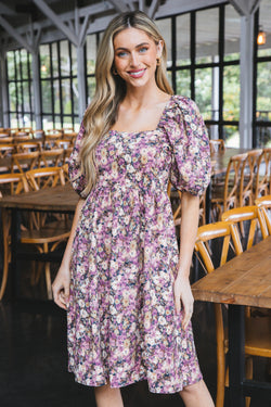 Jasmine Floral Corduroy Midi Dress, Pink Multi