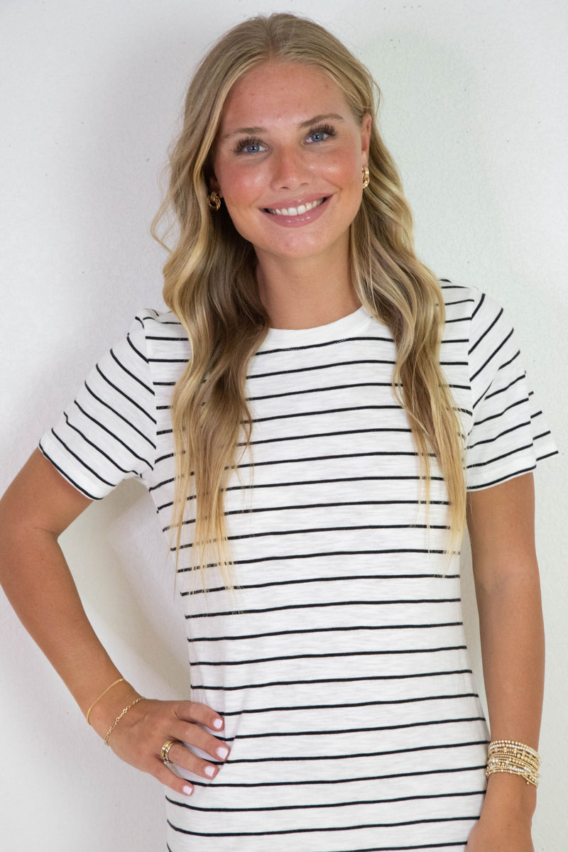 Perfect Tee Maxi Dress, Chalk/Black Stripe | Sanctuary