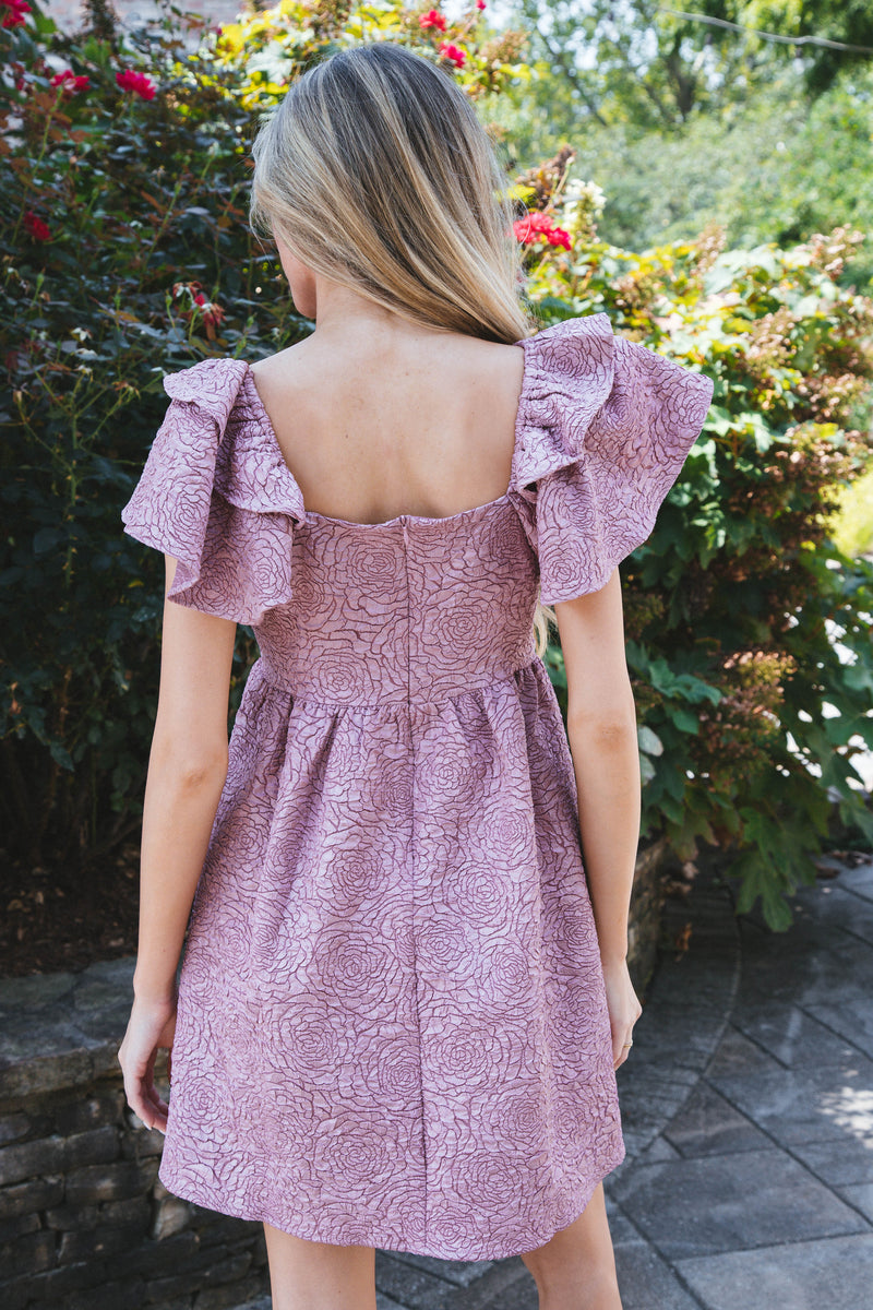 Dora Textured Babydoll Dress, Mauve