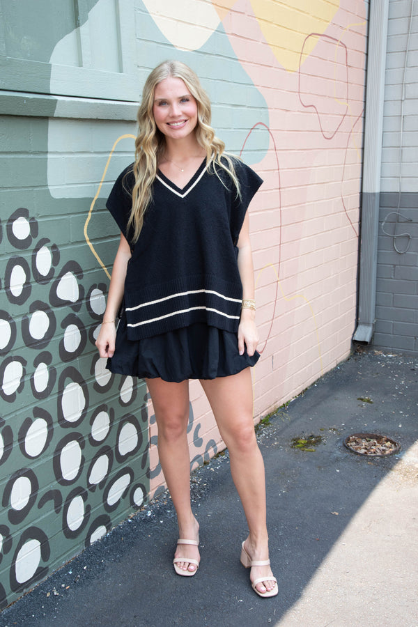 Keilani Open Side Tie Sweater Vest, Black