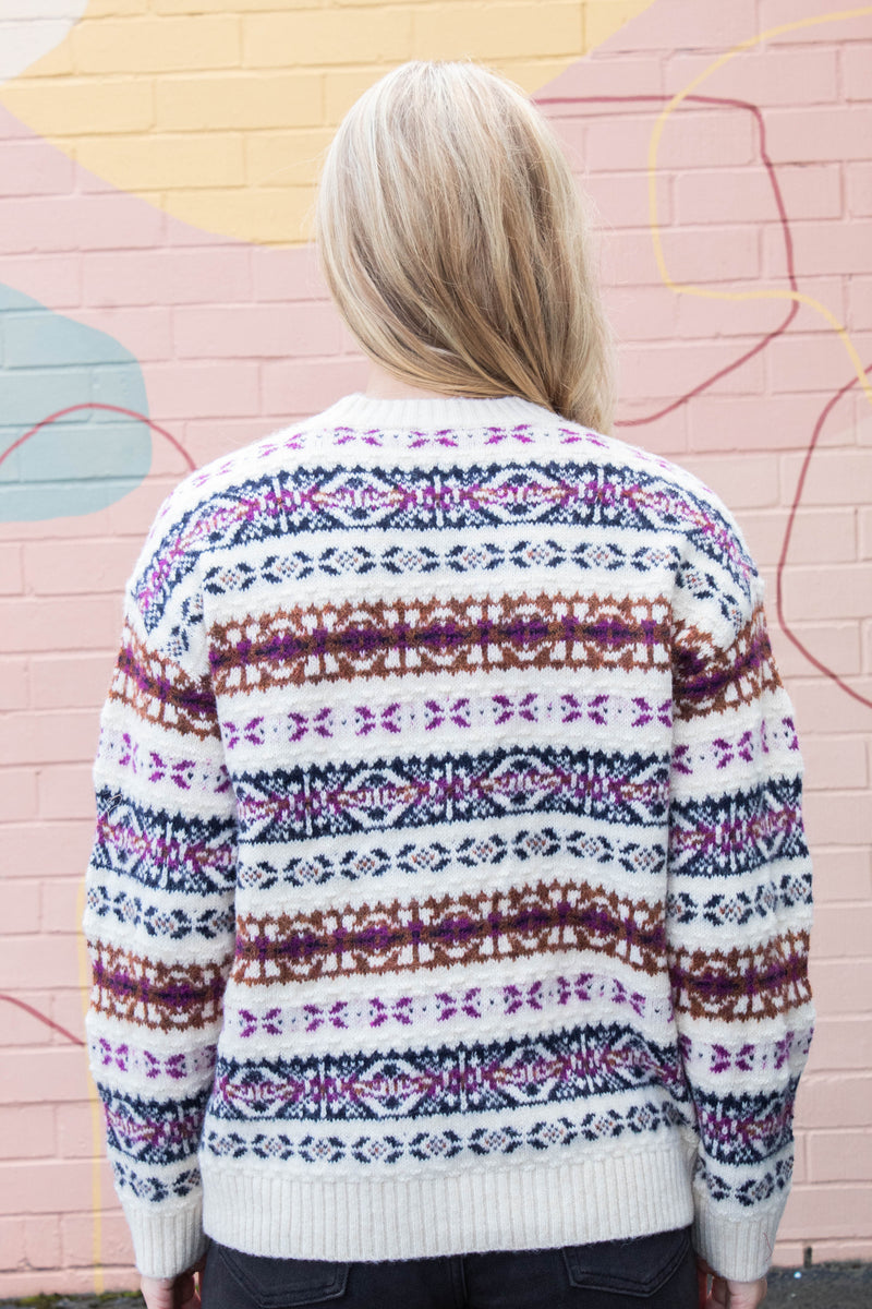 Shinza Crewneck Sweater, White Beach | RD Style
