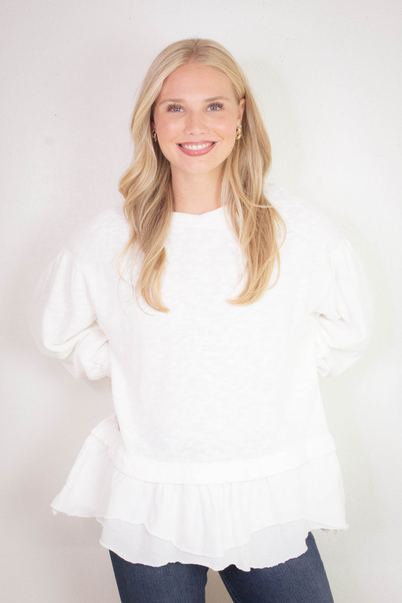 Maddie Long Sleeve Top, Clean Ivory | Free People