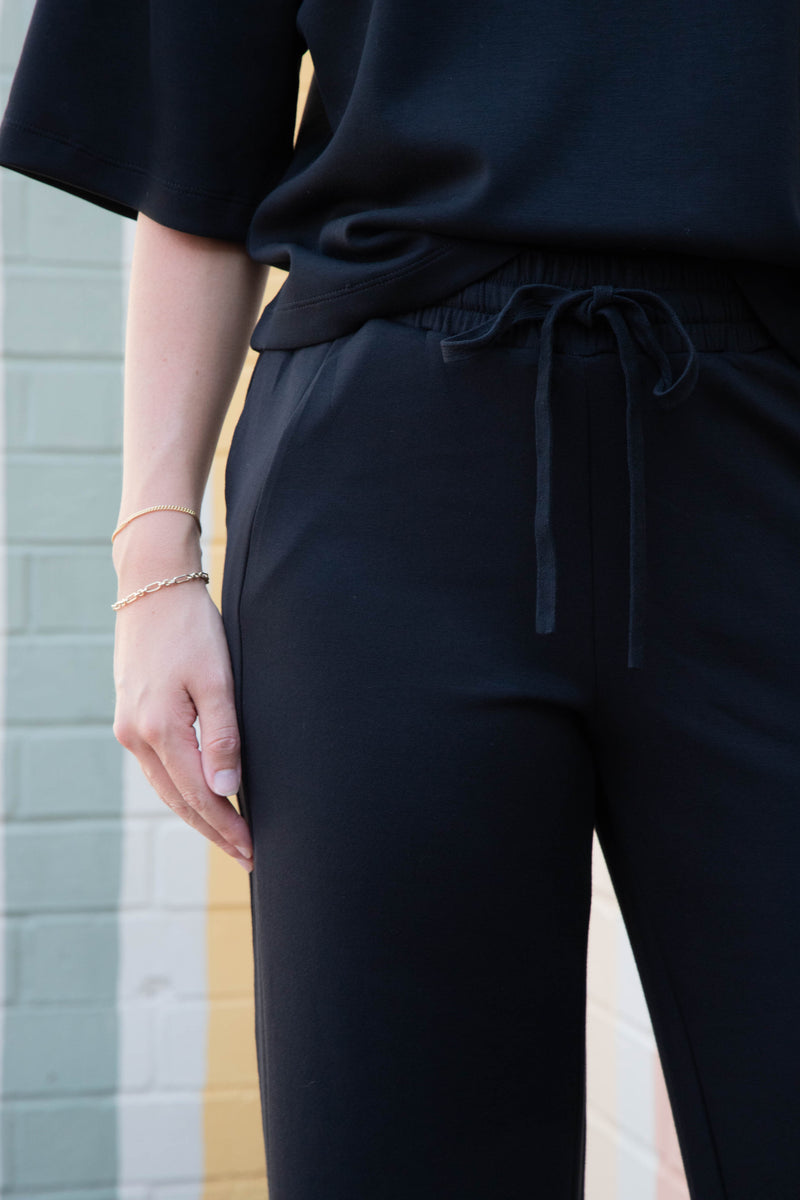 Sloane Wide Leg Knit Pants, Black