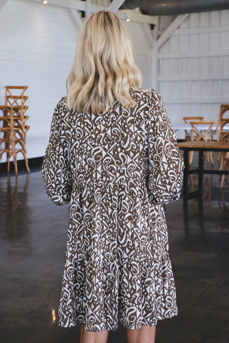 Lua Tiered Dress, Mocha Mix