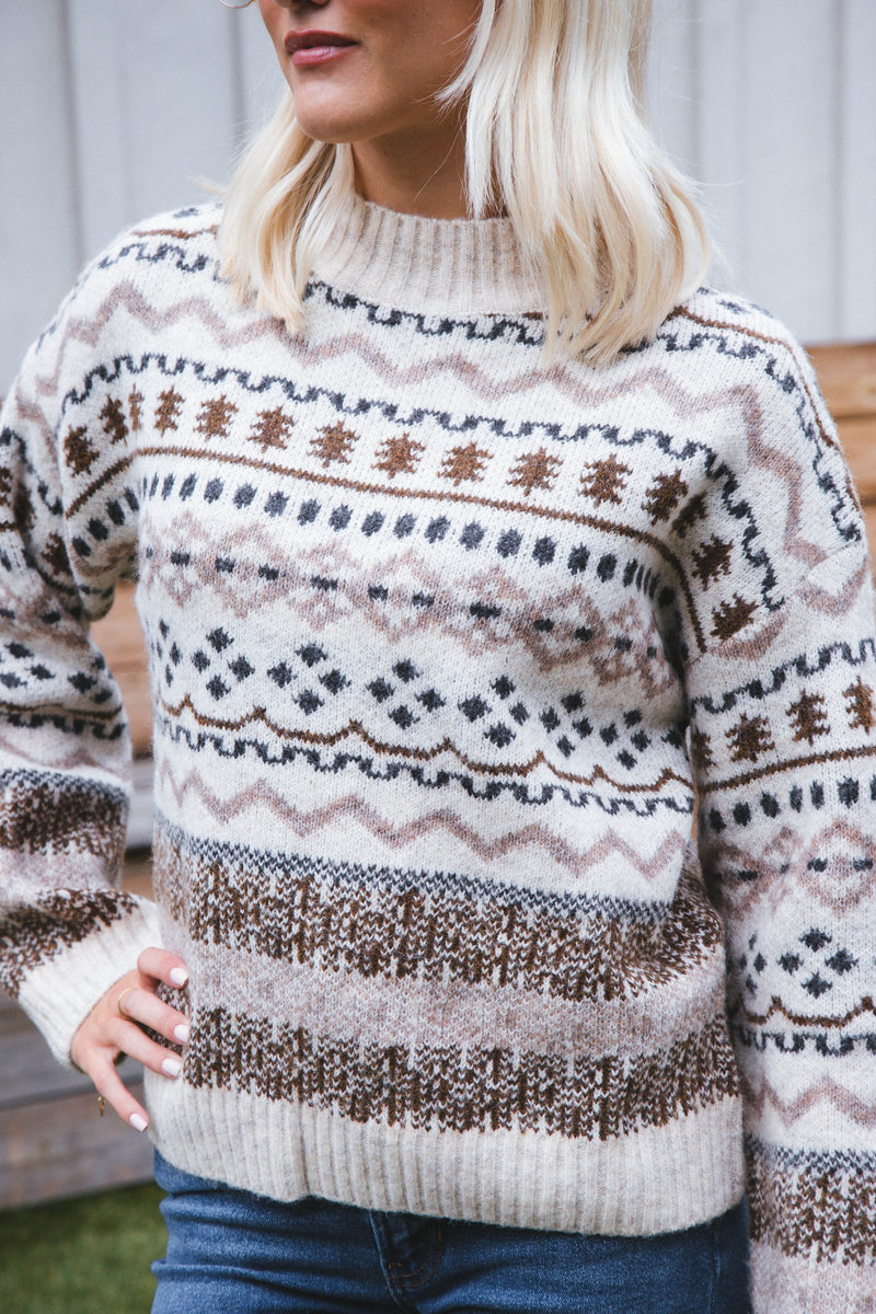 Fayth Fairisle Sweater, Beige