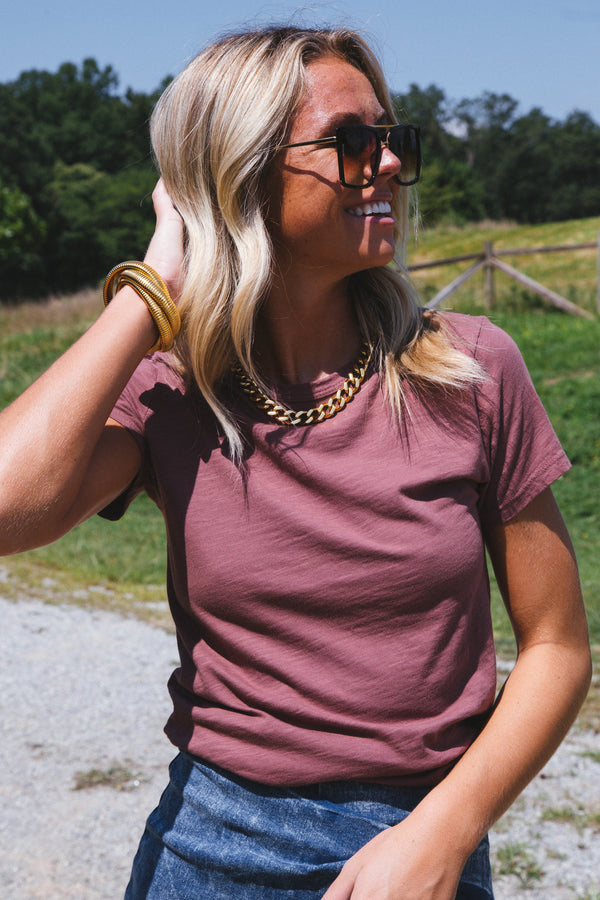 On Repeat Cotton Tee, Sepia