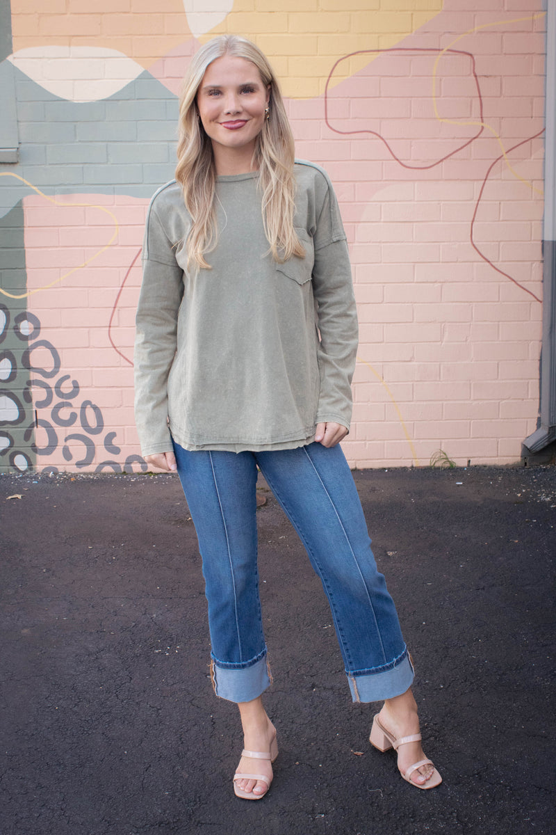 Rosalind Mineral Wash Top, Sage