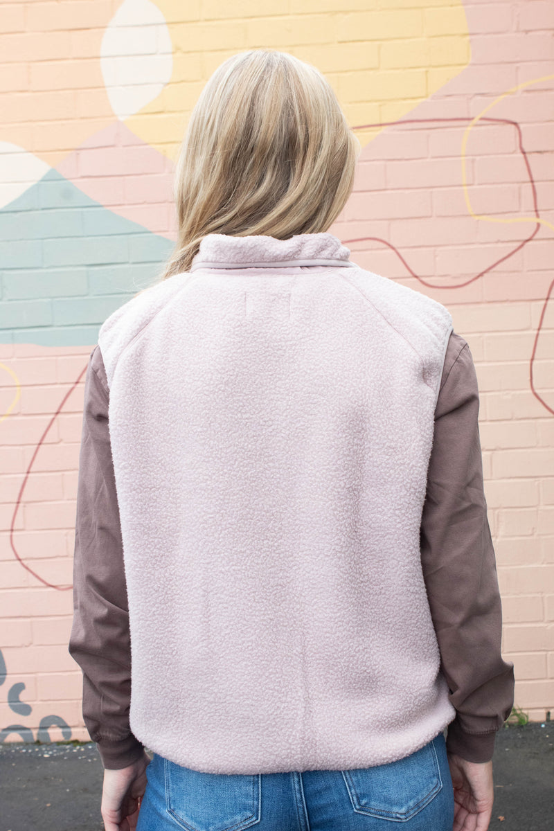 Elena Fleece Button Up Vest, Blush