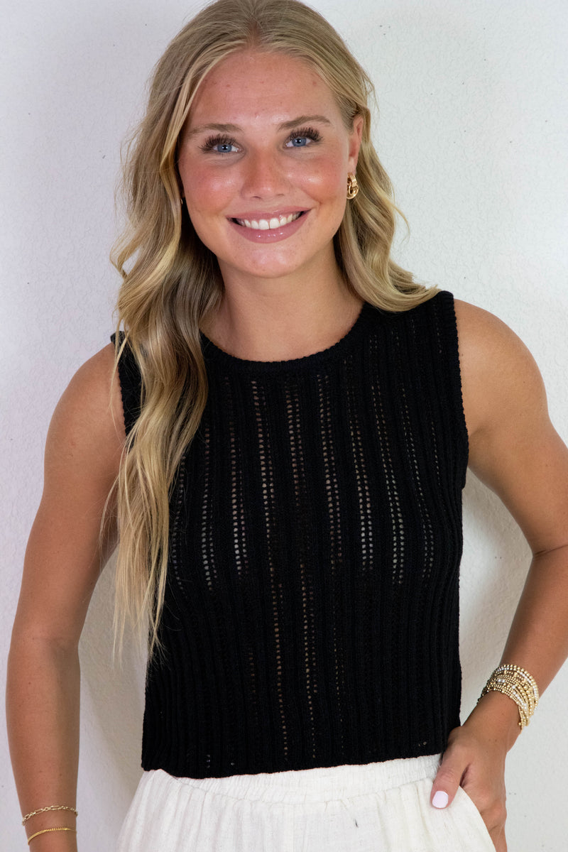 Seize the Day Sweater Tank Top, Black | Sadie & Sage