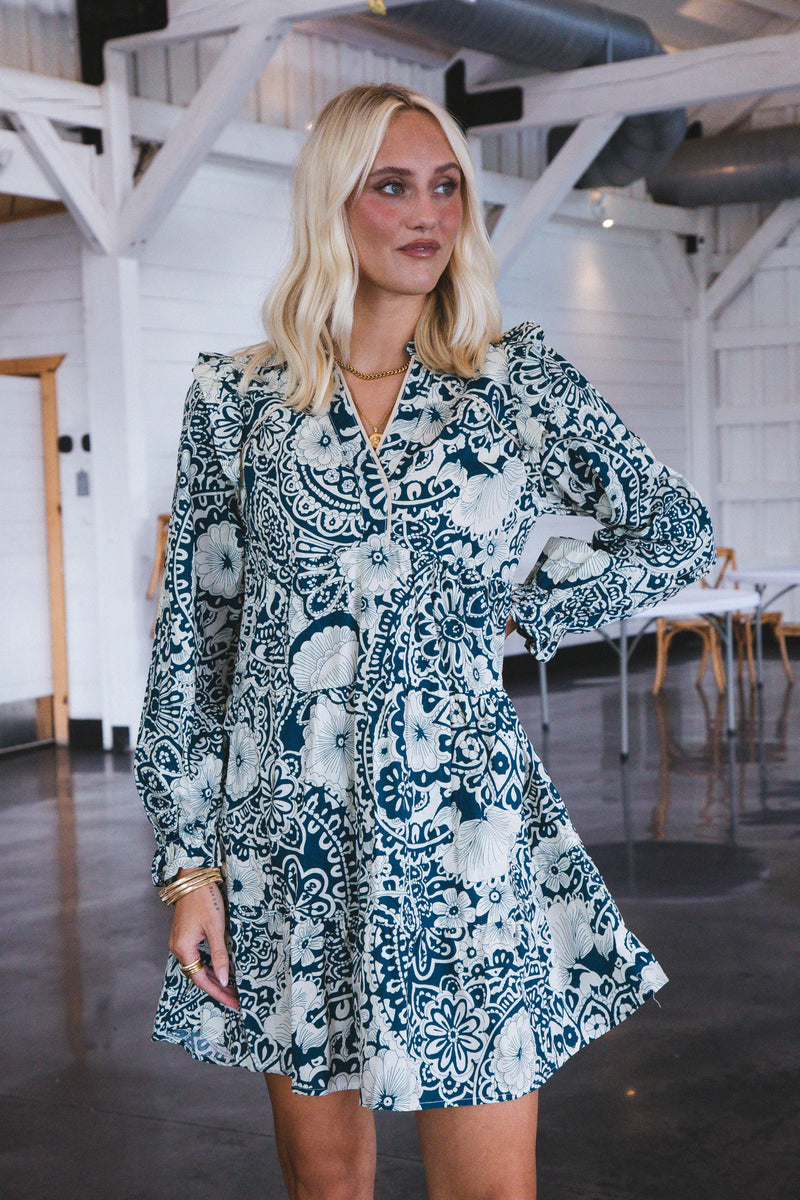 Remi Printed Dress, Peacock