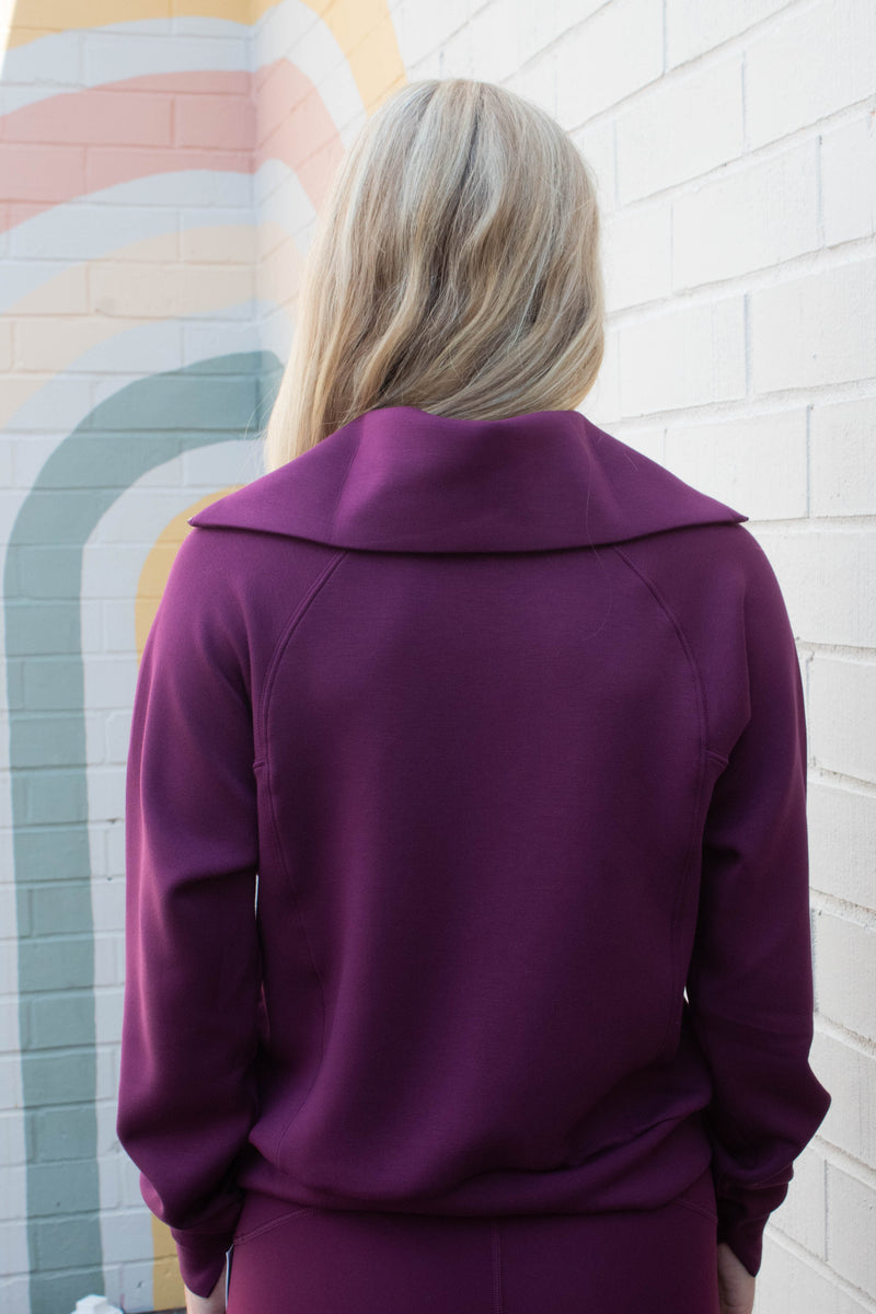 Airessentials Half Zip Sweatshirt, Plum Berry | SPANX