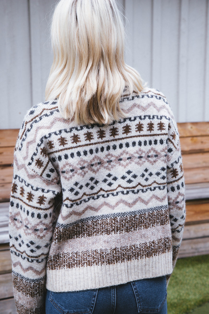 Fayth Fairisle Sweater, Beige