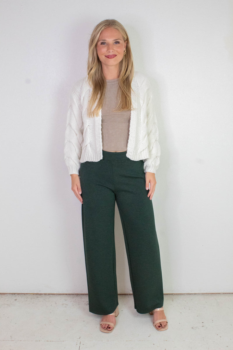 Victoria Melange Straight Leg Pant, Pine Melange | RD Style