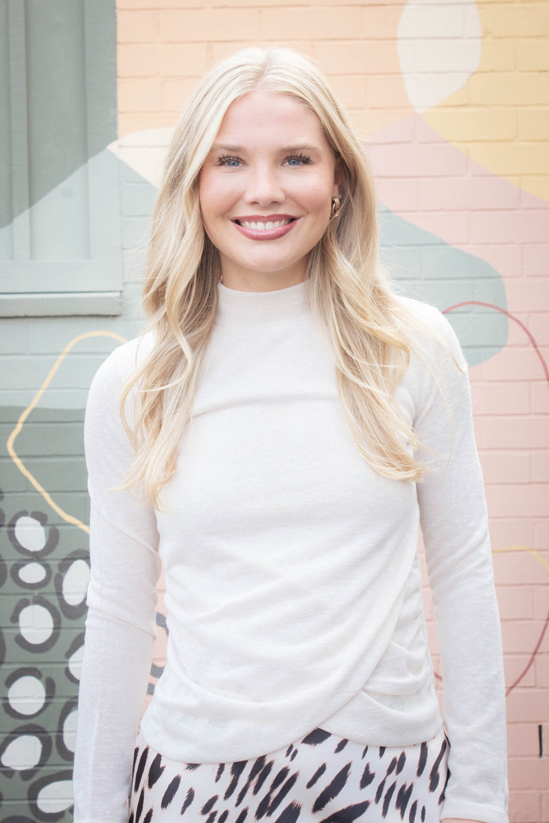 Draped Mock Neck Top, Mother of Pearl | Sanctuary