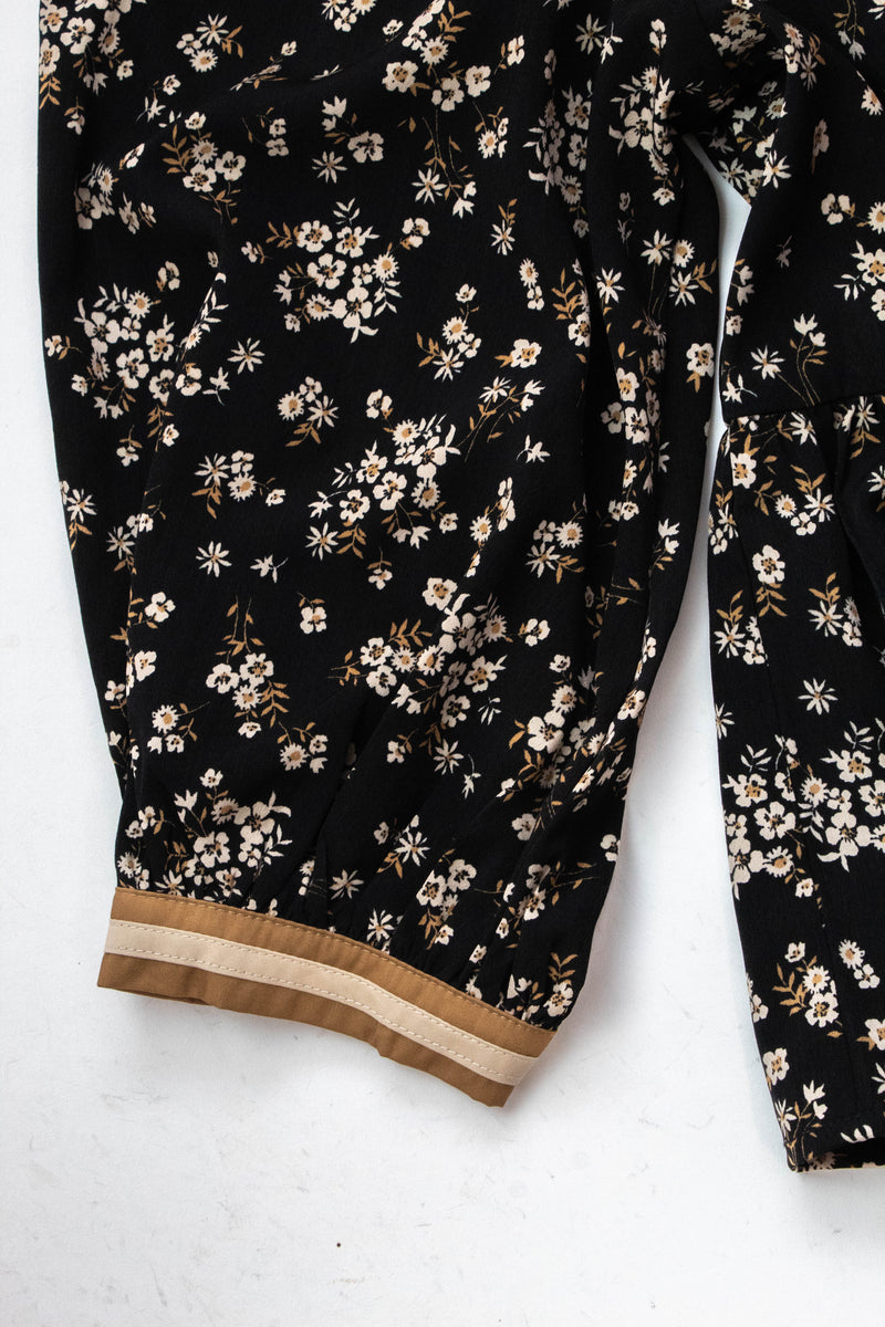 Wren Ditsy Floral Peplum Blouse, Black Multi