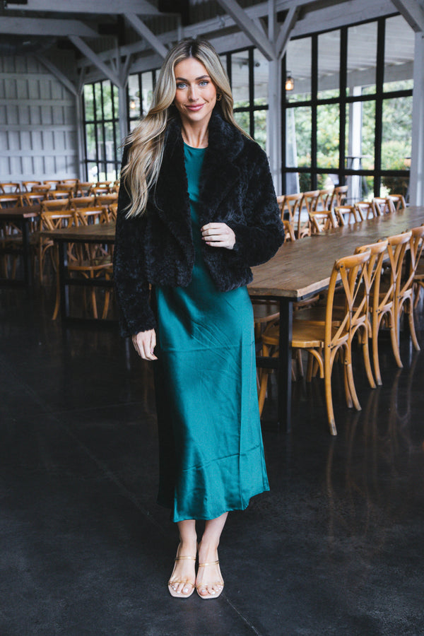 Connie Faux Fur Jacket, Black