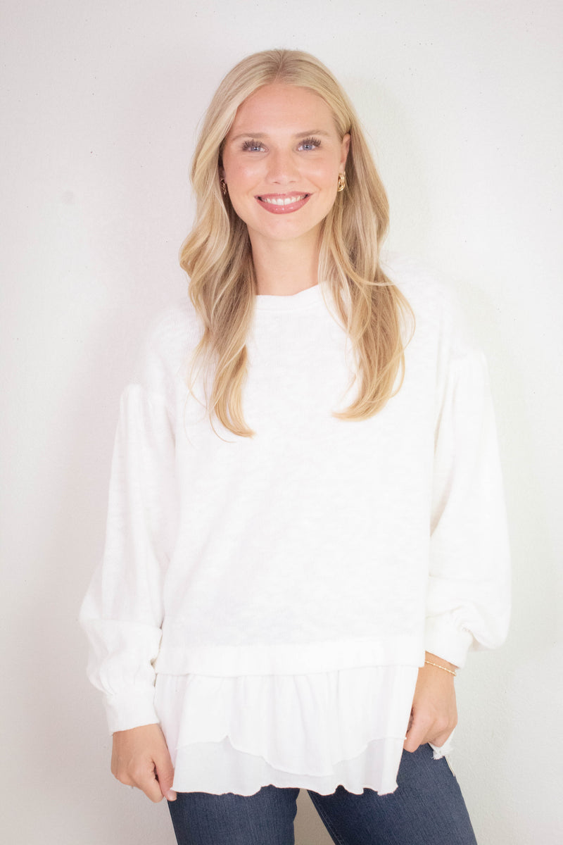 Maddie Long Sleeve Top, Clean Ivory | Free People