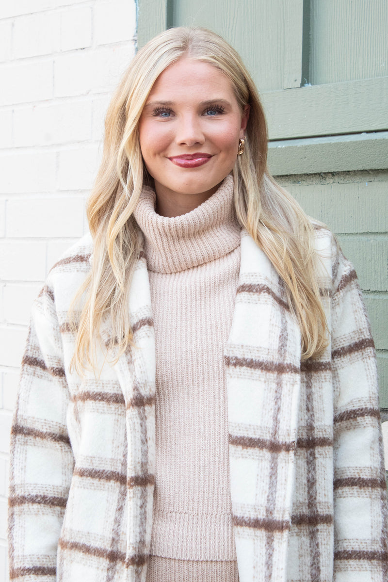 Emily Long Open Front Coat, Ivory Multi | Sadie & Sage