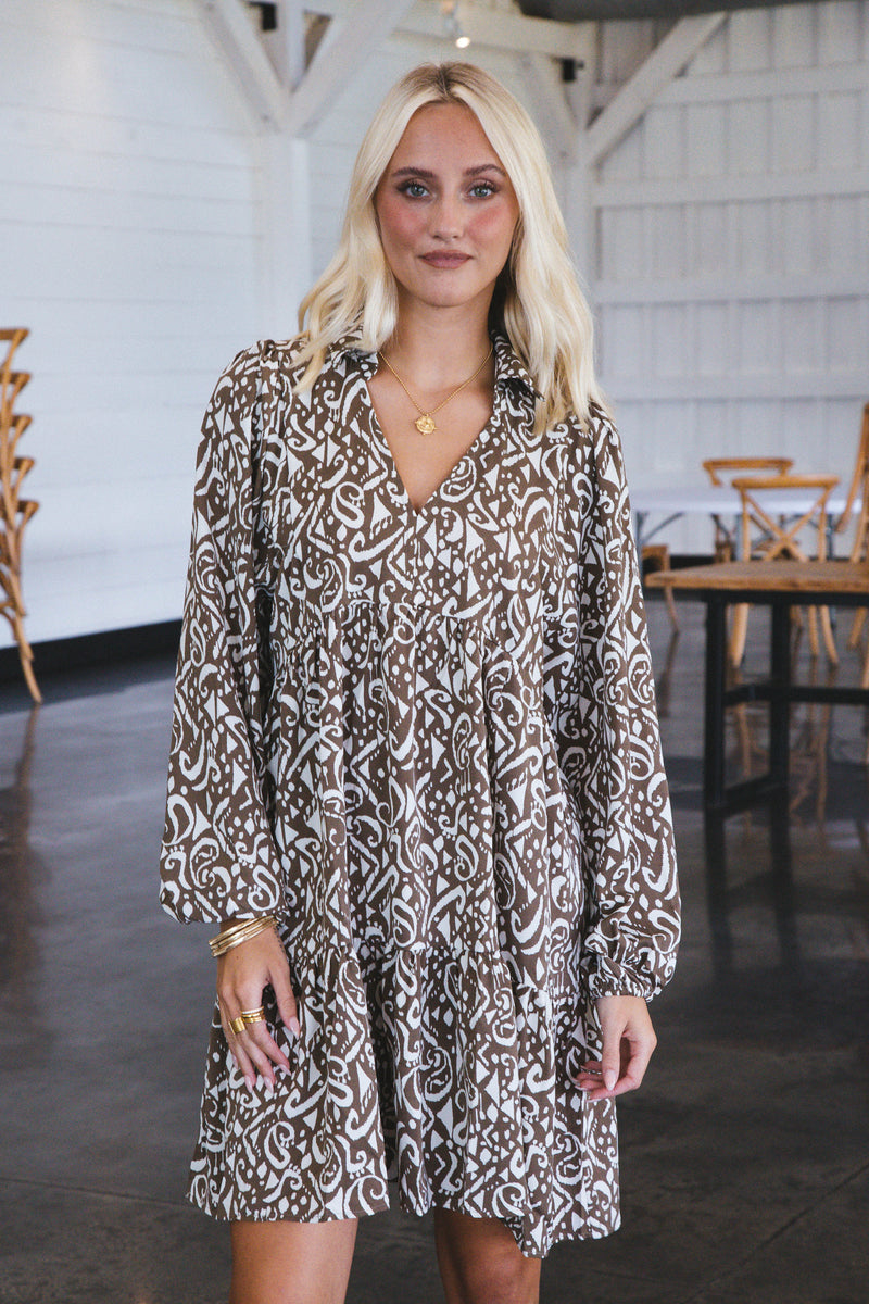 Lua Tiered Dress, Mocha Mix