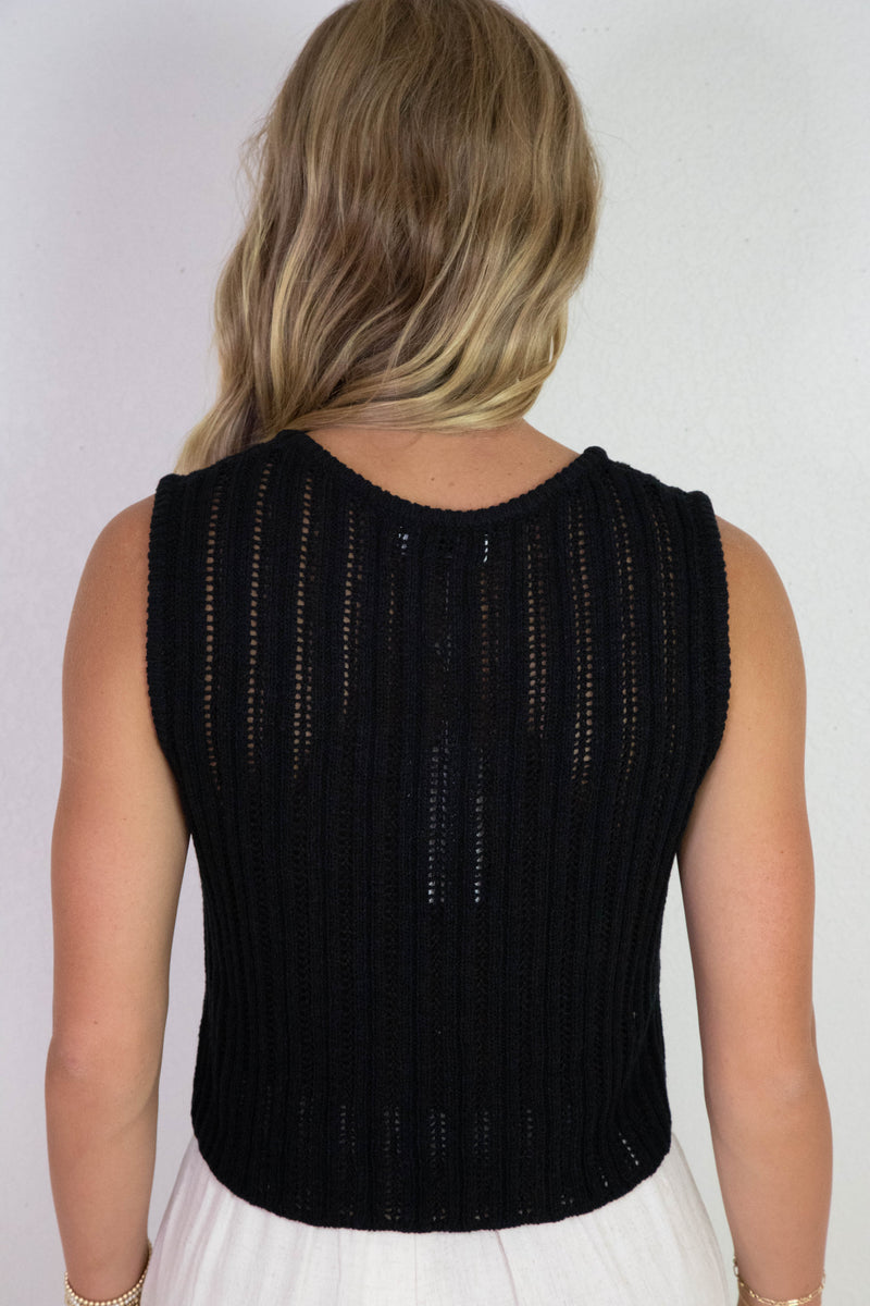 Seize the Day Sweater Tank Top, Black | Sadie & Sage