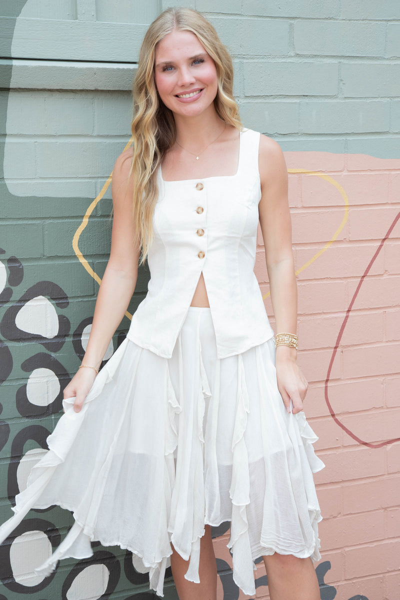 Susanna Midi Skirt, White Alyssum | Free People