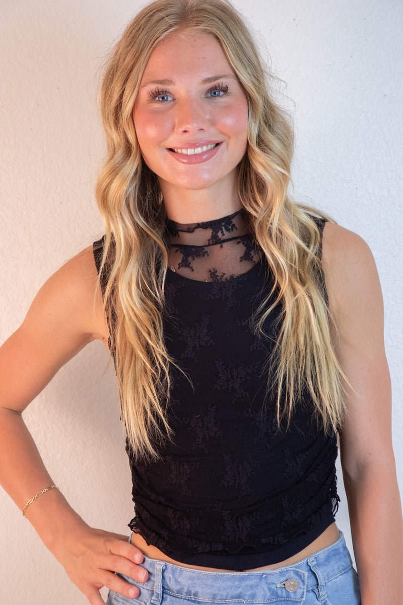 Shiloh Round Hem Racer Cami, Black