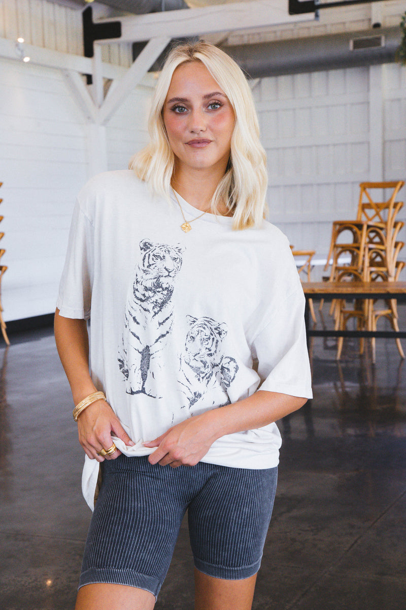 Tigers Boyfriend Graphic Tee, Off White