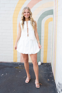 Mariah Bubble Hem Mini Skirt, White