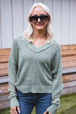 Chris Crochet Sweater, Sage