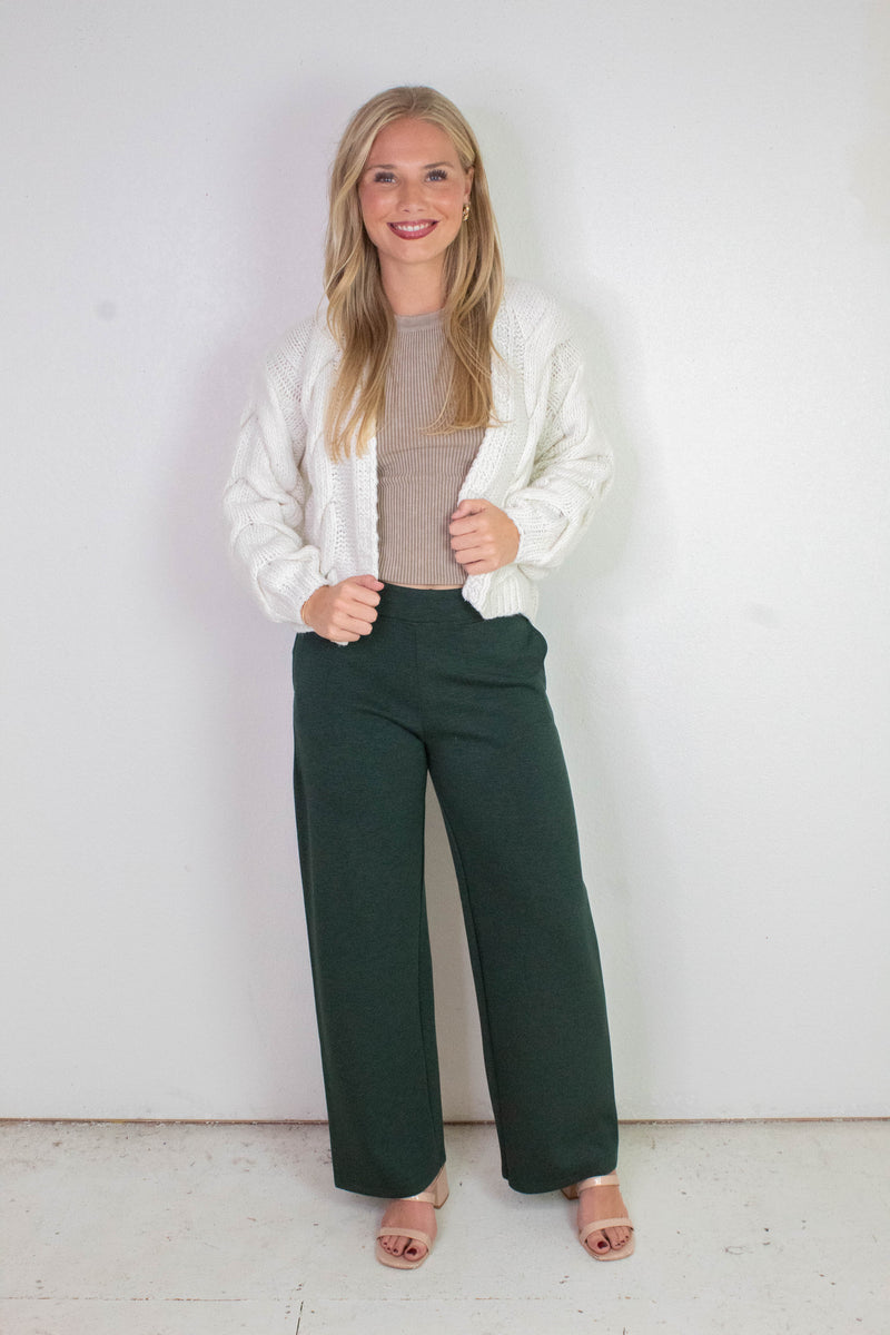 Victoria Melange Straight Leg Pant, Pine Melange | RD Style