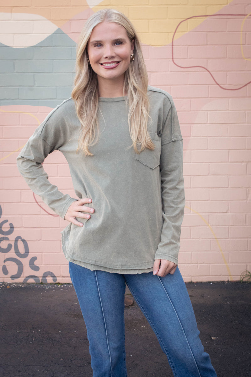 Rosalind Mineral Wash Top, Sage