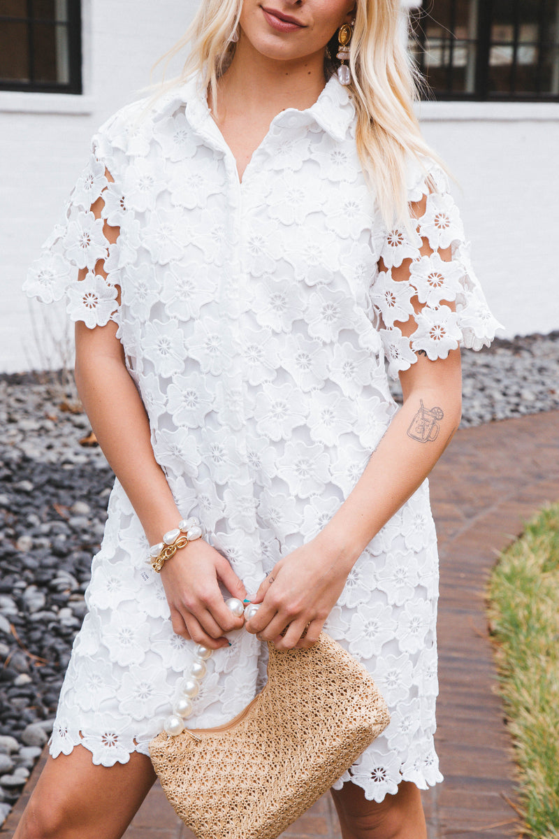 Jade Floral Lace Dress, Off White